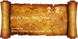 Kléber Mária névjegykártya